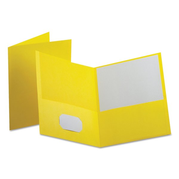 Oxford Leatherette Two Pocket Portfolio, 8.5 x 11, Yellow/Yellow, PK10 57579EE